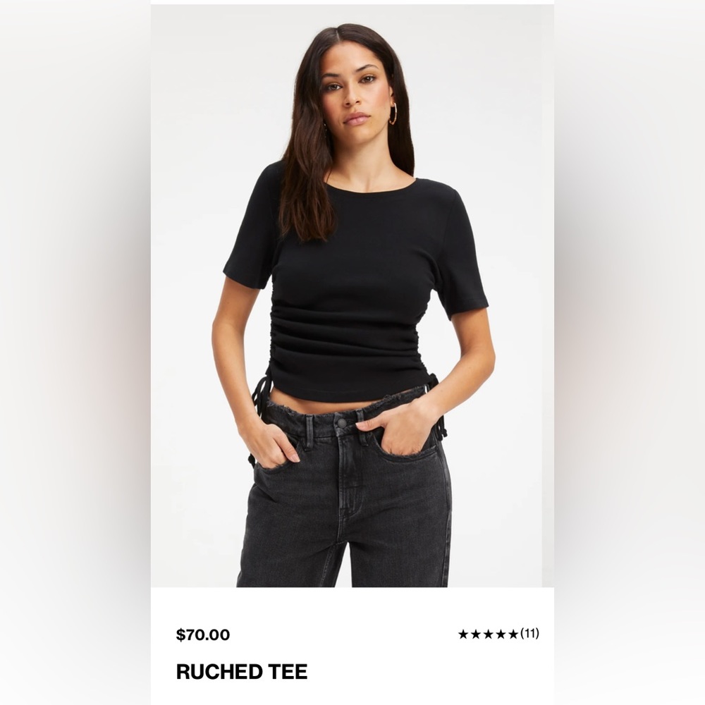Good American ruched tee size 1. NWT.